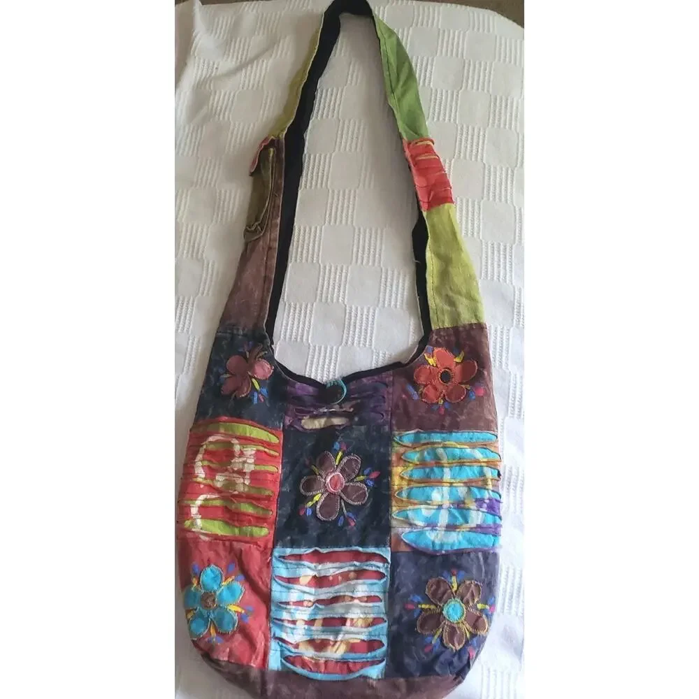 Handmade Nepal Patchwork Batik Hobo Shoulder Bag Boho Rising International